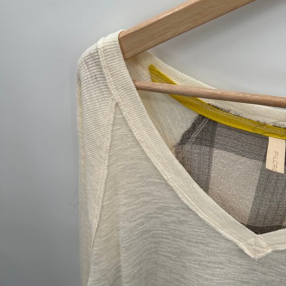 Anthropologie Pilcro Knit V-Neck Sweater with Plaid Back // XS - Picture 5 of 11